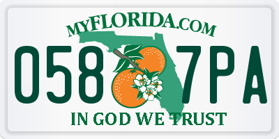 FL license plate 0587PA