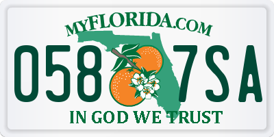 FL license plate 0587SA