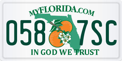 FL license plate 0587SC