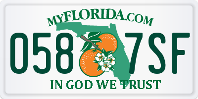 FL license plate 0587SF