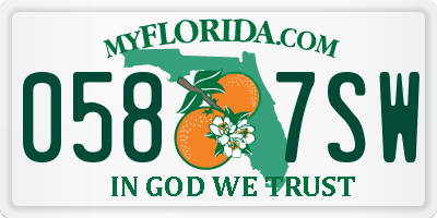 FL license plate 0587SW