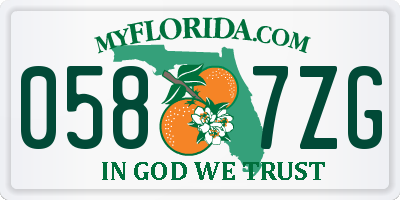 FL license plate 0587ZG
