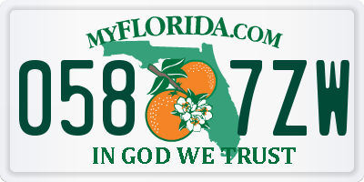 FL license plate 0587ZW