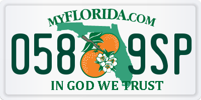 FL license plate 0589SP