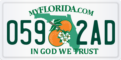 FL license plate 0592AD