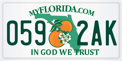 FL license plate 0592AK