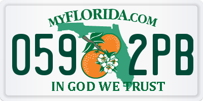 FL license plate 0592PB