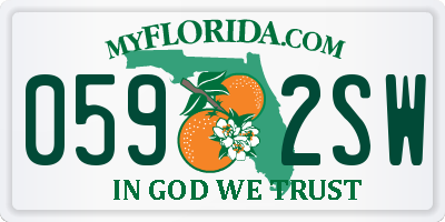 FL license plate 0592SW