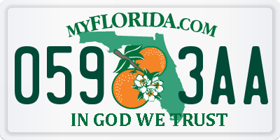 FL license plate 0593AA