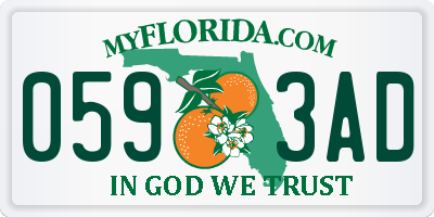FL license plate 0593AD