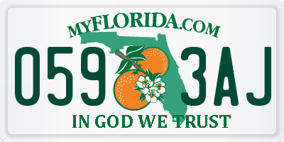 FL license plate 0593AJ