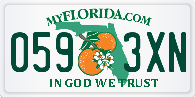 FL license plate 0593XN