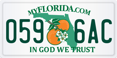 FL license plate 0596AC
