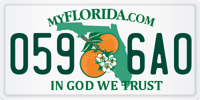 FL license plate 0596AO