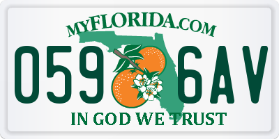 FL license plate 0596AV