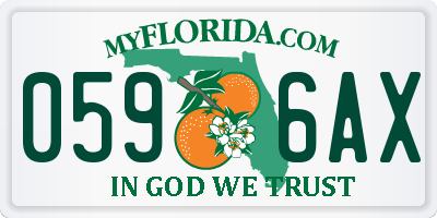FL license plate 0596AX