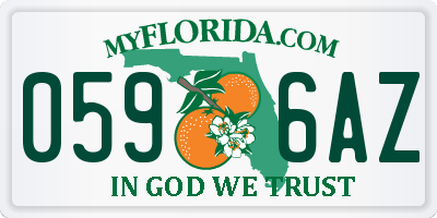 FL license plate 0596AZ