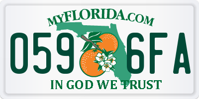 FL license plate 0596FA