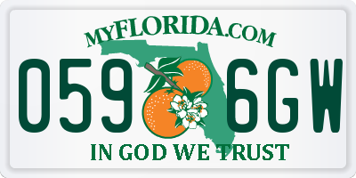 FL license plate 0596GW