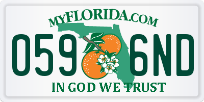 FL license plate 0596ND