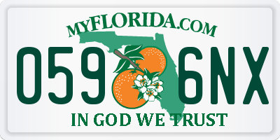 FL license plate 0596NX
