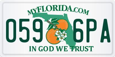 FL license plate 0596PA