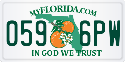 FL license plate 0596PW