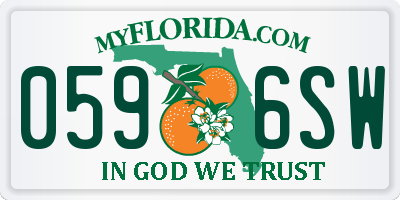 FL license plate 0596SW