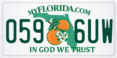 FL license plate 0596UW