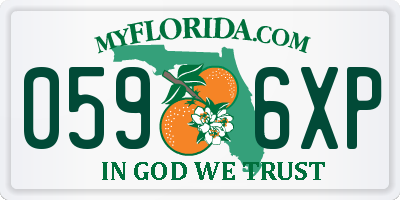 FL license plate 0596XP