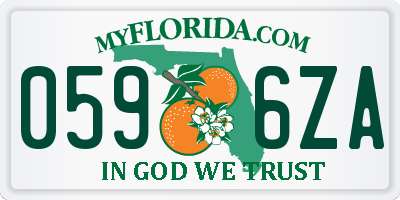 FL license plate 0596ZA