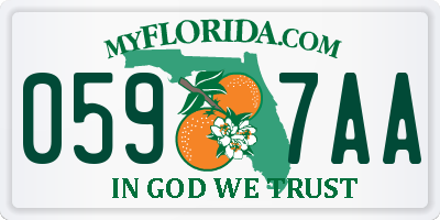 FL license plate 0597AA