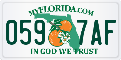 FL license plate 0597AF