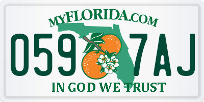 FL license plate 0597AJ