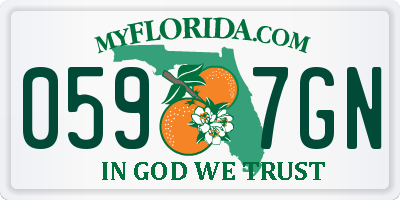 FL license plate 0597GN