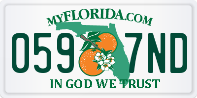FL license plate 0597ND