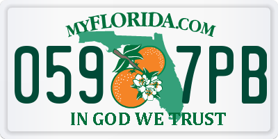 FL license plate 0597PB