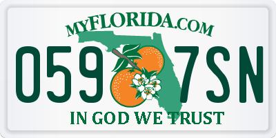 FL license plate 0597SN