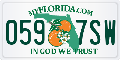 FL license plate 0597SW