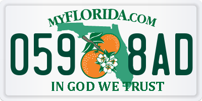 FL license plate 0598AD