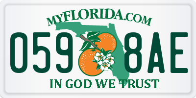 FL license plate 0598AE