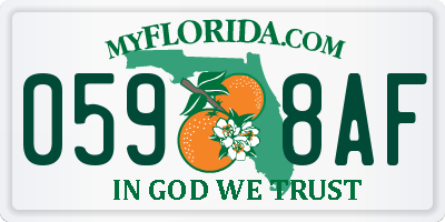 FL license plate 0598AF