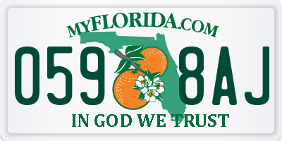 FL license plate 0598AJ