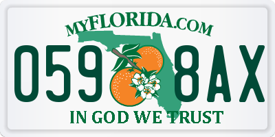 FL license plate 0598AX