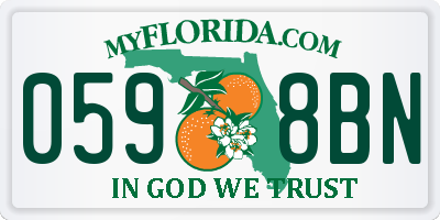 FL license plate 0598BN