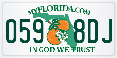 FL license plate 0598DJ