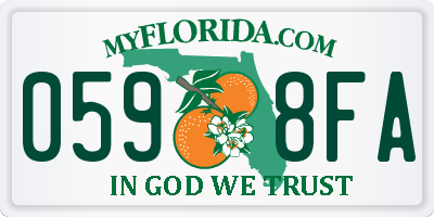 FL license plate 0598FA