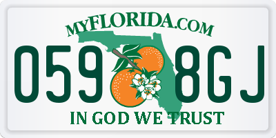 FL license plate 0598GJ