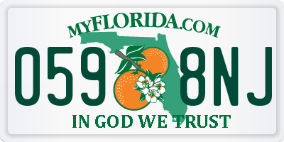 FL license plate 0598NJ