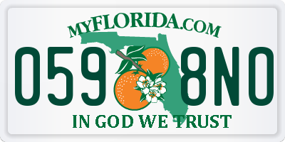 FL license plate 0598NO